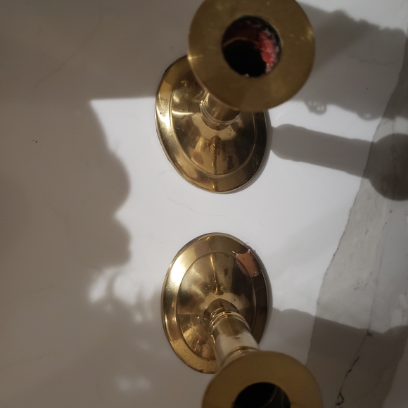 Elegant Brass Gold Tone Candle Holders - Picture 3 of 4